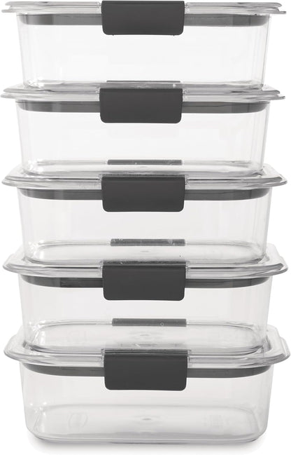 Brilliance Tritan Plastic Food Storage Containers BPA Free Airtight Lids Ideal for Lunch Meal Prep & Leftovers Set of 5 (3.2 Cup)