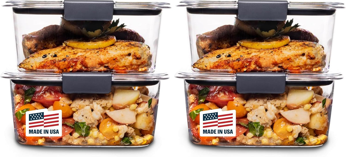 Brilliance Tritan Plastic Food Storage Containers BPA Free Airtight Lids Ideal for Lunch Meal Prep & Leftovers Set of 5 (3.2 Cup)