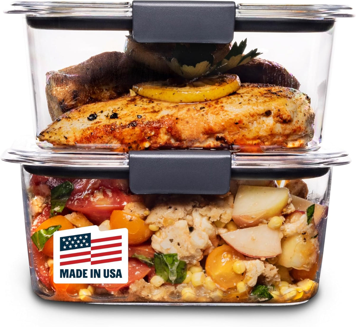 Brilliance Tritan Plastic Food Storage Containers BPA Free Airtight Lids Ideal for Lunch Meal Prep & Leftovers Set of 5 (3.2 Cup)