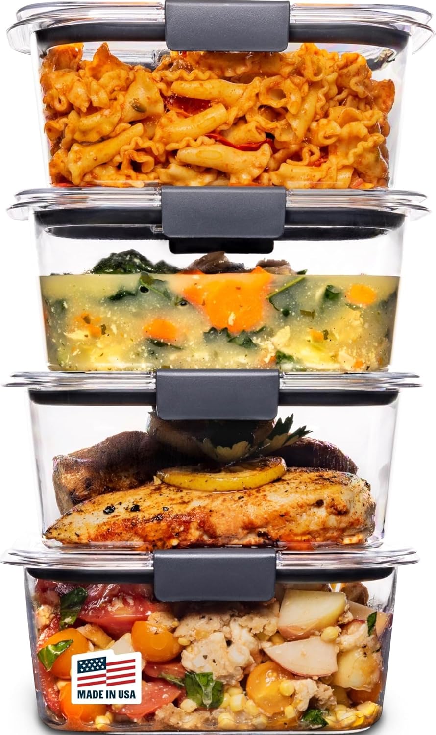 Brilliance Tritan Plastic Food Storage Containers BPA Free Airtight Lids Ideal for Lunch Meal Prep & Leftovers Set of 5 (3.2 Cup)