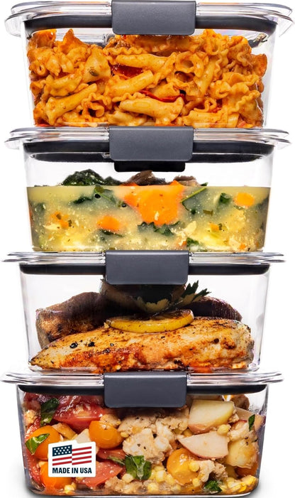 Brilliance Tritan Plastic Food Storage Containers BPA Free Airtight Lids Ideal for Lunch Meal Prep & Leftovers Set of 5 (3.2 Cup)