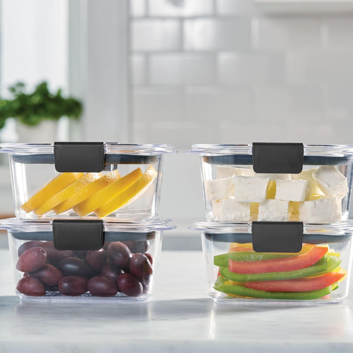 Brilliance Tritan Plastic Food Storage Containers BPA Free Airtight Lids Ideal for Lunch Meal Prep & Leftovers Set of 5 (3.2 Cup)