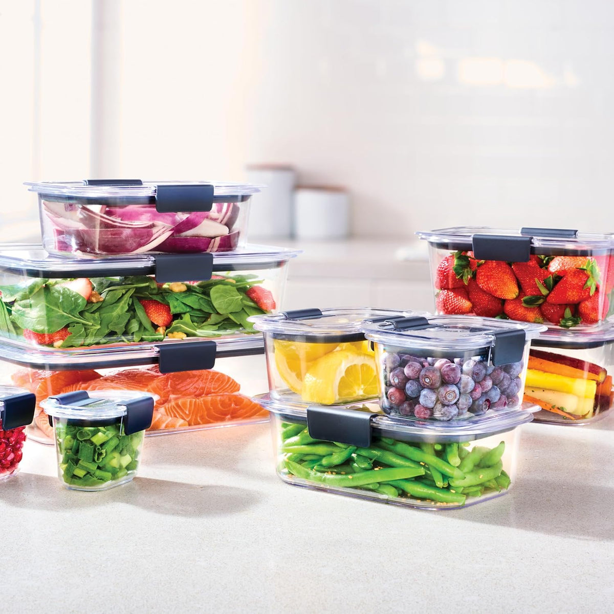 Brilliance Tritan Plastic Food Storage Containers BPA Free Airtight Lids Ideal for Lunch Meal Prep & Leftovers Set of 5 (3.2 Cup)