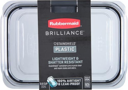 Brilliance Tritan Plastic Food Storage Containers BPA Free Airtight Lids Ideal for Lunch Meal Prep & Leftovers Set of 5 (3.2 Cup)