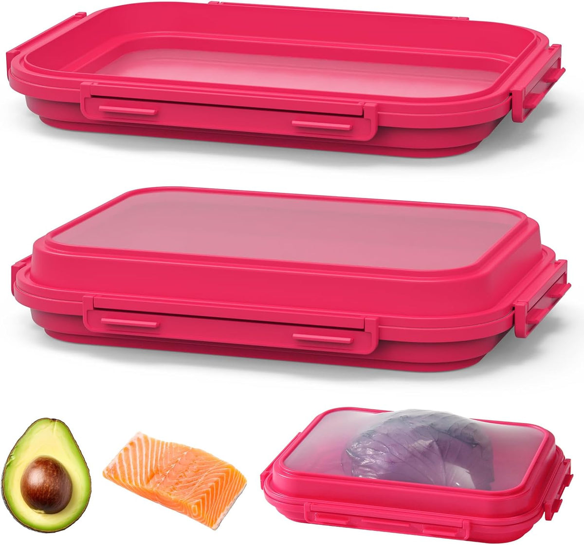 2-Piece Airtight Food Storage Containers Set – Avocado Saver, Onion Keeper, Silicone Kitchen Organizers for Fridge, Reusable & Leak-Proof to Lock in Freshness K05-light blue