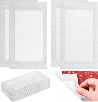 400 Pcs Meat Absorbent Pads 4x7 Inch Meat Soaker Pads for Vacuum Sealer Bags Fish and Poultry Pad 60 Grams (White)
