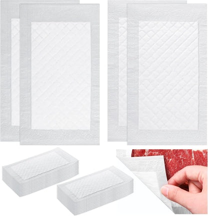 400 Pcs Meat Absorbent Pads 4x7 Inch Meat Soaker Pads for Vacuum Sealer Bags Fish and Poultry Pad 60 Grams (White)
