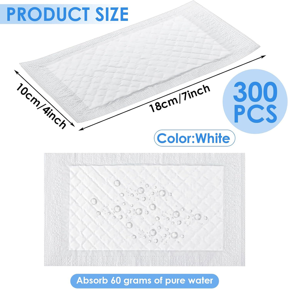 400 Pcs Meat Absorbent Pads 4x7 Inch Meat Soaker Pads for Vacuum Sealer Bags Fish and Poultry Pad 60 Grams (White)
