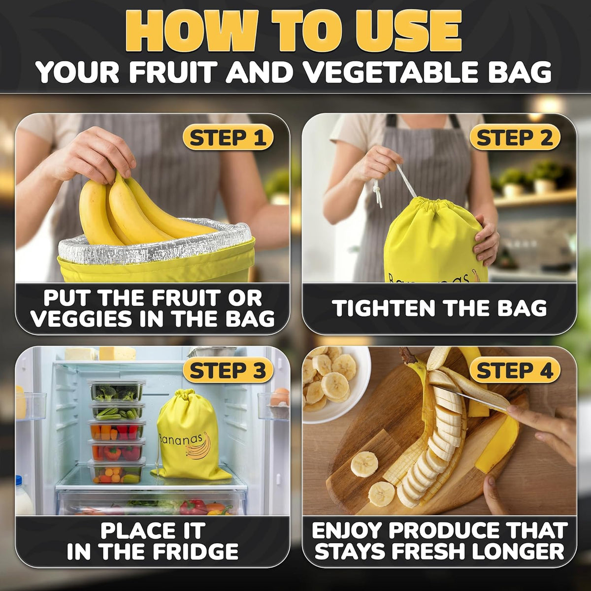 Lettuce Keeper Bag for Refrigerator, Reusable 3-Layer Foil Lining | Breathable Produce Storage Bags with Drawstring - Keeps Salad Greens Fresh | Sturdy, Washable, for Lettuce, Fruits, Veggies