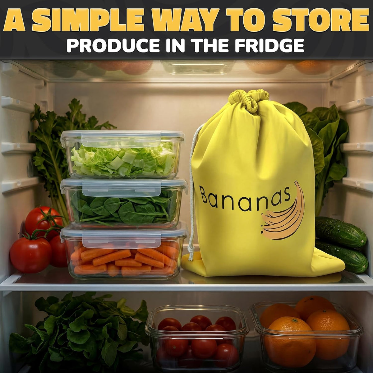 Lettuce Keeper Bag for Refrigerator, Reusable 3-Layer Foil Lining | Breathable Produce Storage Bags with Drawstring - Keeps Salad Greens Fresh | Sturdy, Washable, for Lettuce, Fruits, Veggies