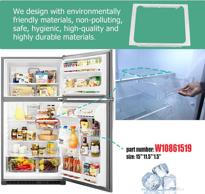 [Upgraded] W10861519 Deli Drawer Hanger (Without Glass), Meat Drawer Shelf Compatible with whirlpool Refrigerator WRT311/WRT318/WRT148 Some models (not all), Replaces: W10628698, AP5999492