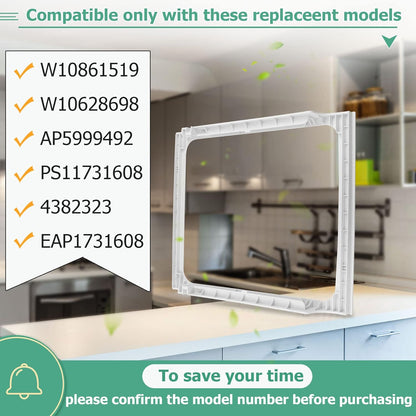 [Upgraded] W10861519 Deli Drawer Hanger (Without Glass), Meat Drawer Shelf Compatible with whirlpool Refrigerator WRT311/WRT318/WRT148 Some models (not all), Replaces: W10628698, AP5999492