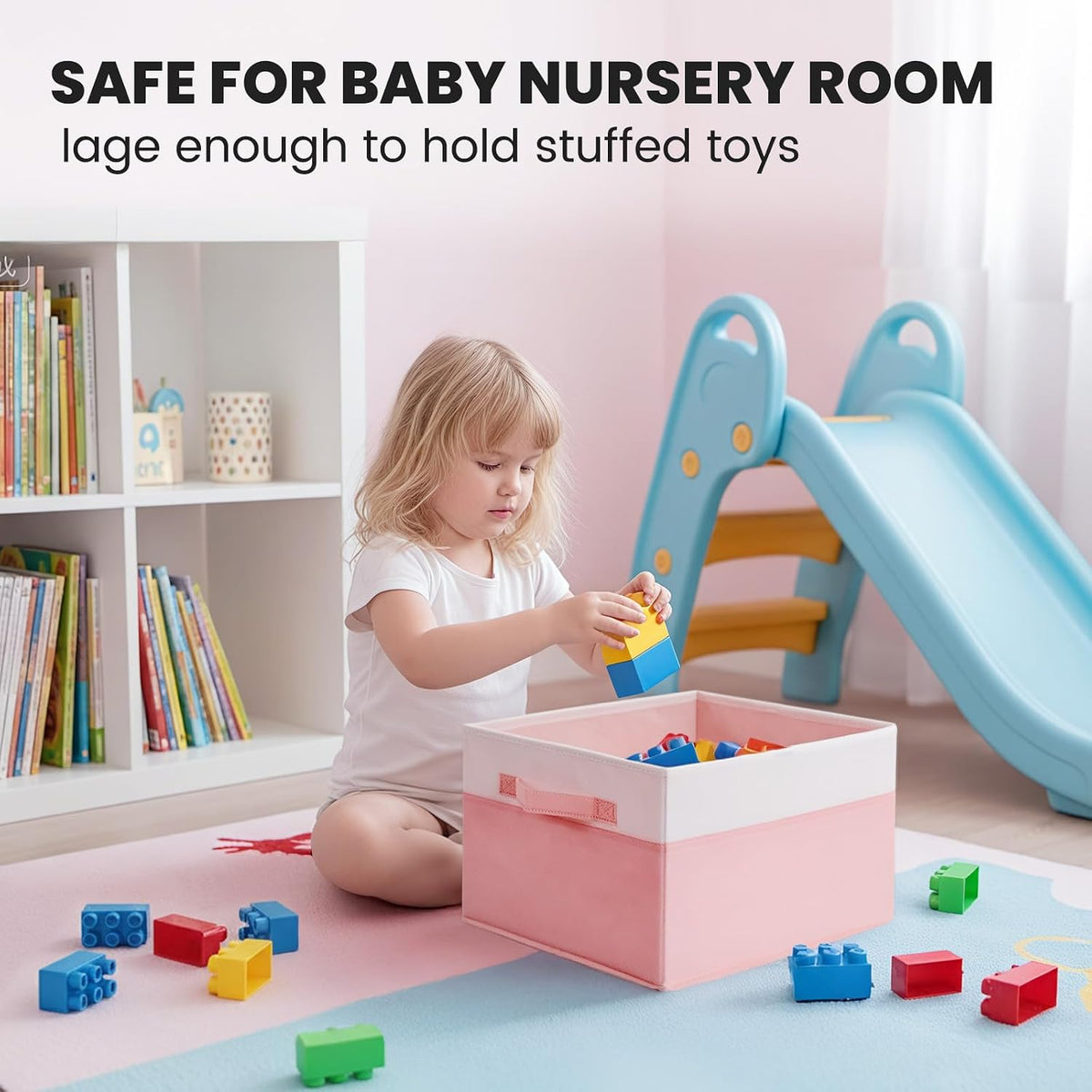 Large Closet Storage Baskets Bins with Lids 4 Pack, Storage Baskets for Organizing Shelves Nursery Bedroom, Home Dorm Closet Organizers Cubes for Clothes Toys Blanket Book - Stackable -14x10x9.5