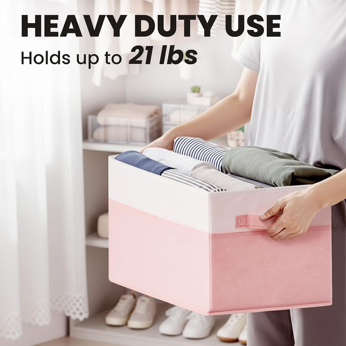Large Closet Storage Baskets Bins with Lids 4 Pack, Storage Baskets for Organizing Shelves Nursery Bedroom, Home Dorm Closet Organizers Cubes for Clothes Toys Blanket Book - Stackable -14x10x9.5