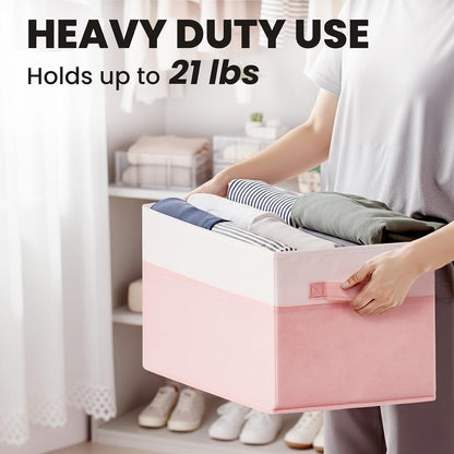 Large Closet Storage Baskets Bins with Lids 4 Pack, Storage Baskets for Organizing Shelves Nursery Bedroom, Home Dorm Closet Organizers Cubes for Clothes Toys Blanket Book - Stackable -14x10x9.5