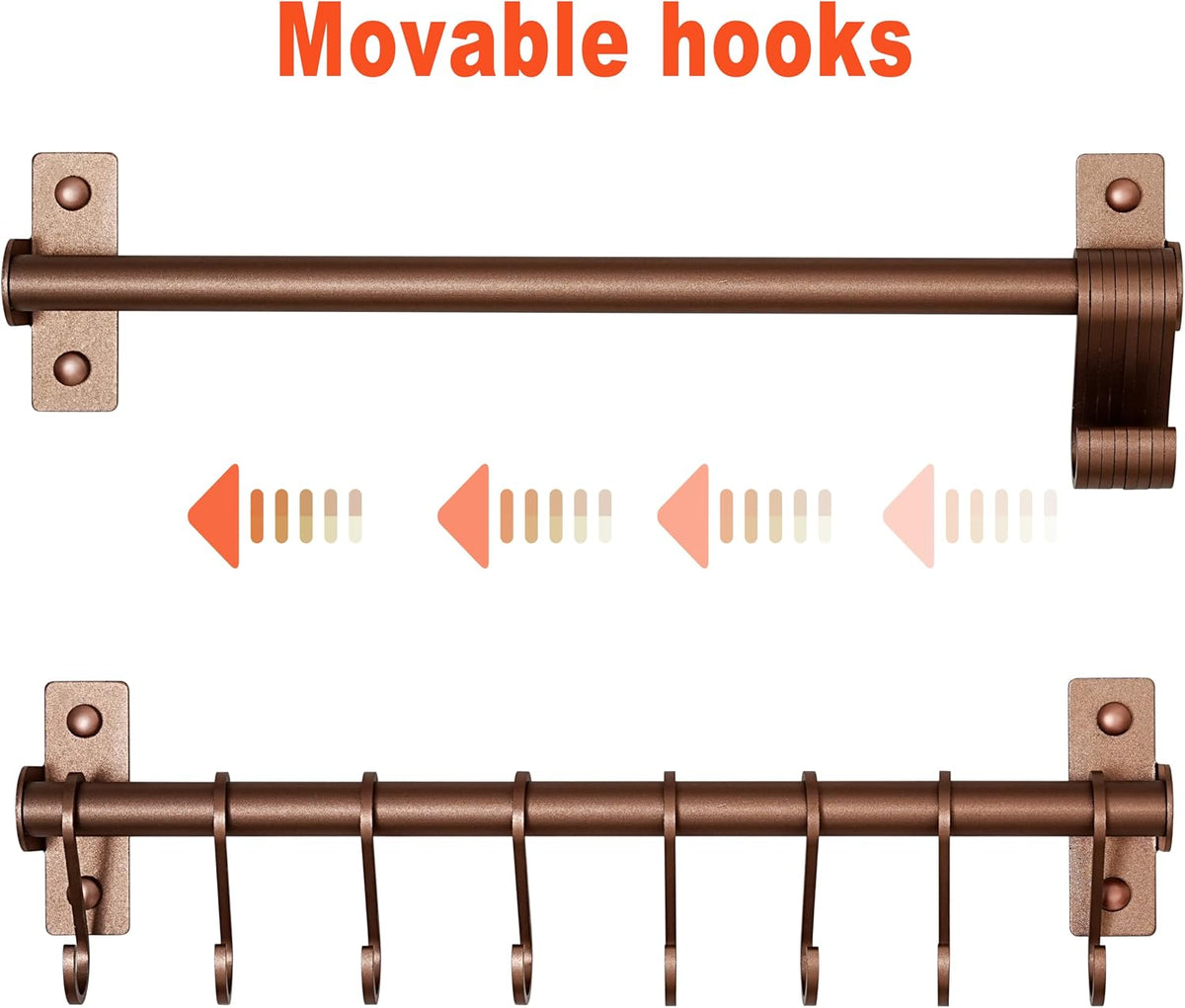 Kitchen Utensil Holder Hanger, Pot and Pan Rack Wall Mounted, Kitchen Rail with 8 Hooks for Hanging Cooking Utensils, Mugs, Spoons, Wall Mounted, Black