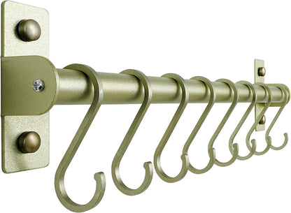 Kitchen Utensil Holder Hanger, Pot and Pan Rack Wall Mounted, Kitchen Rail with 8 Hooks for Hanging Cooking Utensils, Mugs, Spoons, Wall Mounted, Black