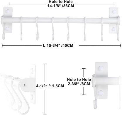 Kitchen Utensil Holder Hanger, Pot and Pan Rack Wall Mounted, Kitchen Rail with 8 Hooks for Hanging Cooking Utensils, Mugs, Spoons, Wall Mounted, Black
