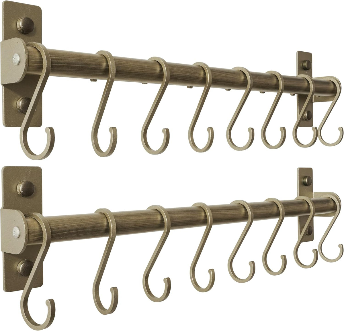 Kitchen Utensil Holder Hanger, Pot and Pan Rack Wall Mounted, Kitchen Rail with 8 Hooks for Hanging Cooking Utensils, Mugs, Spoons, Wall Mounted, Black