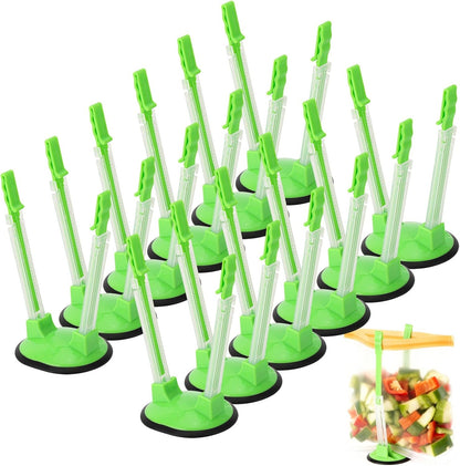 12 Pcs Baggy Rack, Freezer Bag Zip Lock Bag Holder Stands for Filling, Adjustable Plastic Bag Holder for Meal Food Prep