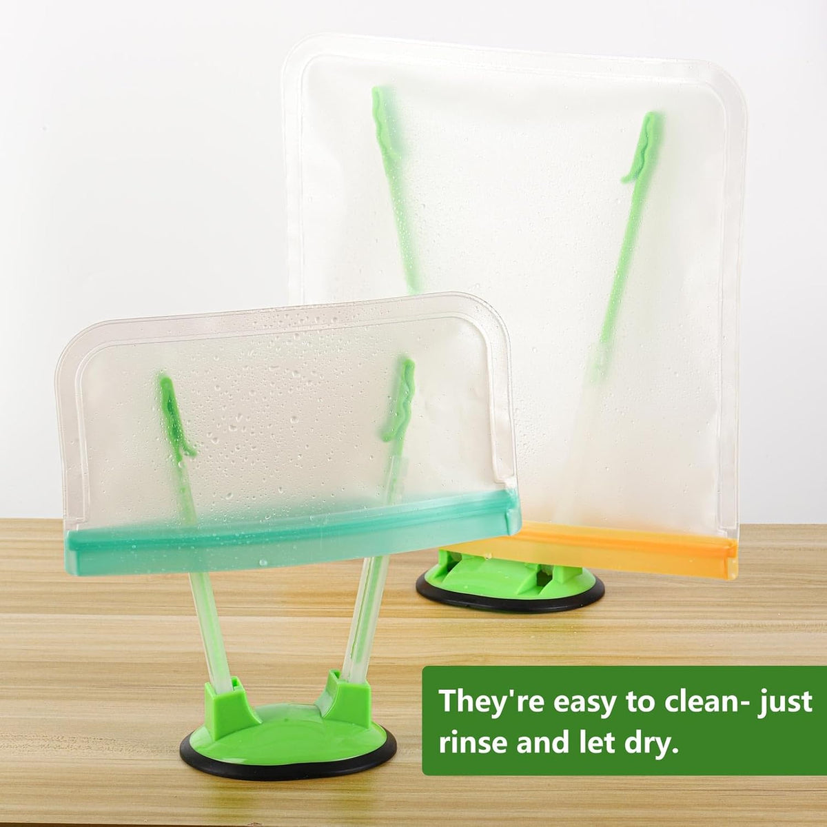 12 Pcs Baggy Rack, Freezer Bag Zip Lock Bag Holder Stands for Filling, Adjustable Plastic Bag Holder for Meal Food Prep