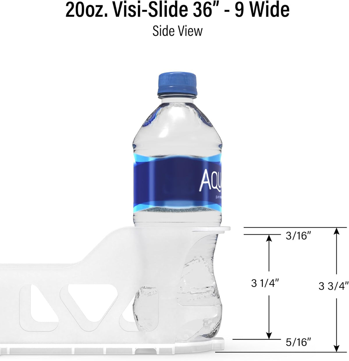 Visi-Slide Gravity Fed Extended Organizer for 20-25oz Beverages on Extended Flat and Angled Shelves in Cold Vaults & Coolers, 9-Wide, 36" Deep Drink Organizer (Pack of 3)