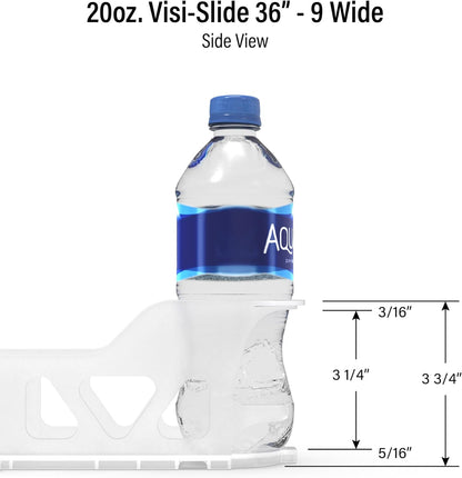 Visi-Slide Gravity Fed Extended Organizer for 20-25oz Beverages on Extended Flat and Angled Shelves in Cold Vaults & Coolers, 9-Wide, 36" Deep Drink Organizer (Pack of 3)