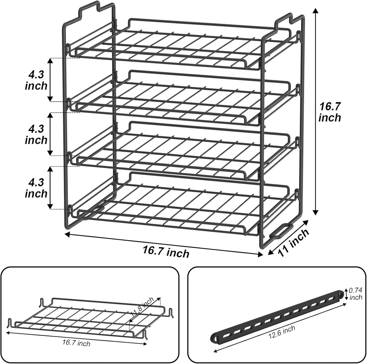 4 Tiers Stackable Can Rack Organizer, Wear-resistant Upgrade Beverage Food Can Dispenser Holder Holds up to 48 Cans for Kitchen Cabinet and Pantry (Silver)