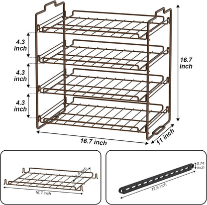 4 Tiers Stackable Can Rack Organizer, Wear-resistant Upgrade Beverage Food Can Dispenser Holder Holds up to 48 Cans for Kitchen Cabinet and Pantry (Silver)
