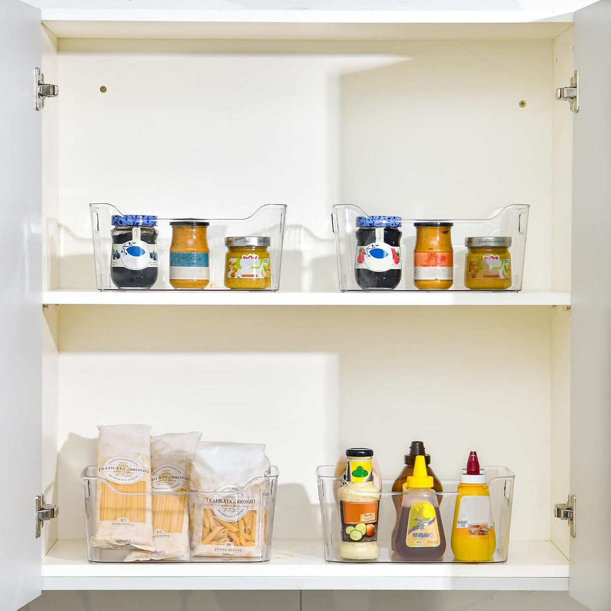 12 Pack Clear Plastic Storage Bins, Pantry Organizers and Storage, Clear Pantry Organizer Bins, Plastic Containers with Handle for Kitchen,Freezer,Cabinet,Closet,Bathroom Under Sink Storage
