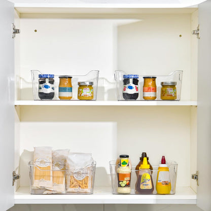 12 Pack Clear Plastic Storage Bins, Pantry Organizers and Storage, Clear Pantry Organizer Bins, Plastic Containers with Handle for Kitchen,Freezer,Cabinet,Closet,Bathroom Under Sink Storage