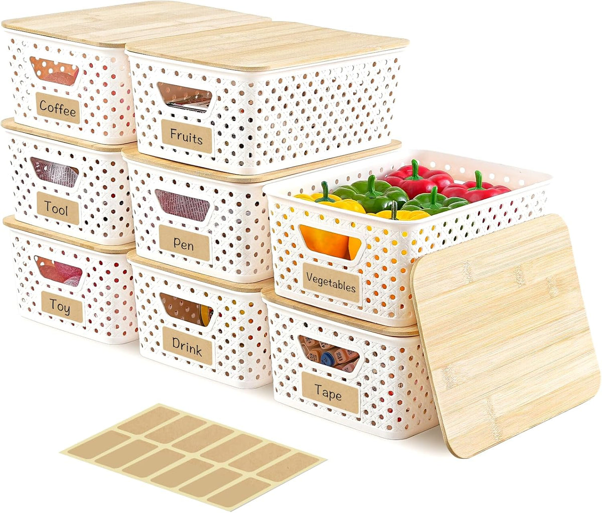 12 Pack Clear Plastic Storage Bins, Pantry Organizers and Storage, Clear Pantry Organizer Bins, Plastic Containers with Handle for Kitchen,Freezer,Cabinet,Closet,Bathroom Under Sink Storage