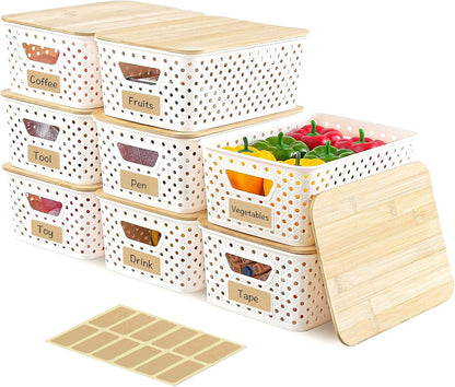 12 Pack Clear Plastic Storage Bins, Pantry Organizers and Storage, Clear Pantry Organizer Bins, Plastic Containers with Handle for Kitchen,Freezer,Cabinet,Closet,Bathroom Under Sink Storage