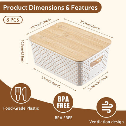 12 Pack Clear Plastic Storage Bins, Pantry Organizers and Storage, Clear Pantry Organizer Bins, Plastic Containers with Handle for Kitchen,Freezer,Cabinet,Closet,Bathroom Under Sink Storage