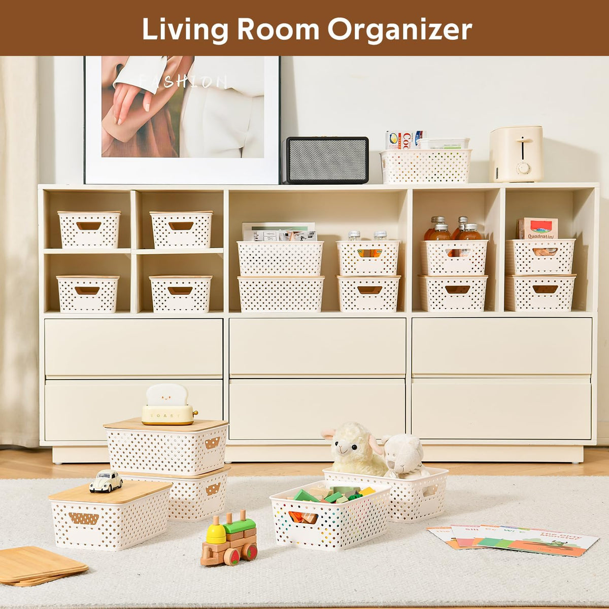 12 Pack Clear Plastic Storage Bins, Pantry Organizers and Storage, Clear Pantry Organizer Bins, Plastic Containers with Handle for Kitchen,Freezer,Cabinet,Closet,Bathroom Under Sink Storage