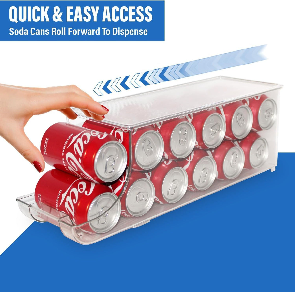 Soda Can Organizer with Lids, Stackable Soda Can Dispenser for Refrigerator, Clear Can Holder Organization and Storage Bins for Fridge, Kitchen, Countertop, Drink Pantry Organizers, Holds 12 Cans Each