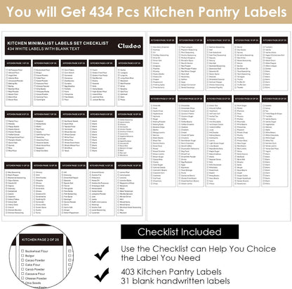 434 Pcs Kitchen Pantry Labels for Food Containers with DIY Blank Labels