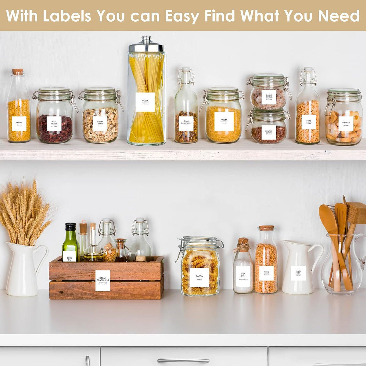 434 Pcs Kitchen Pantry Labels for Food Containers with DIY Blank Labels