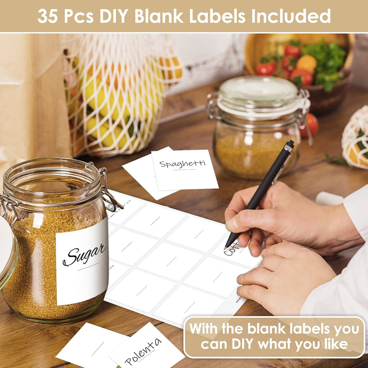 434 Pcs Kitchen Pantry Labels for Food Containers with DIY Blank Labels