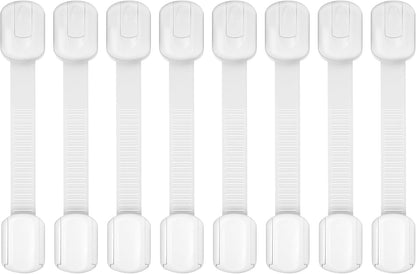 Child Safety Cabinet Locks, 8-Pack, Easy Install with 3M Adhesive, No Screws or Drilling, Multi-Purpose Latches for Cabinets, Drawers, Doors, Kitchen, Ovens, Toilets