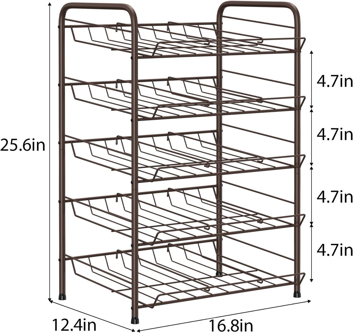 Can Holders Organizer for Pantry 5-Tier Can Storage for Pantry Shelf Hold up to 60 Cans with Rack Dispenser for Countertop Kitchen Shelf, Soda Drinks, Rustic Brown