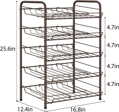 Can Holders Organizer for Pantry 5-Tier Can Storage for Pantry Shelf Hold up to 60 Cans with Rack Dispenser for Countertop Kitchen Shelf, Soda Drinks, Rustic Brown
