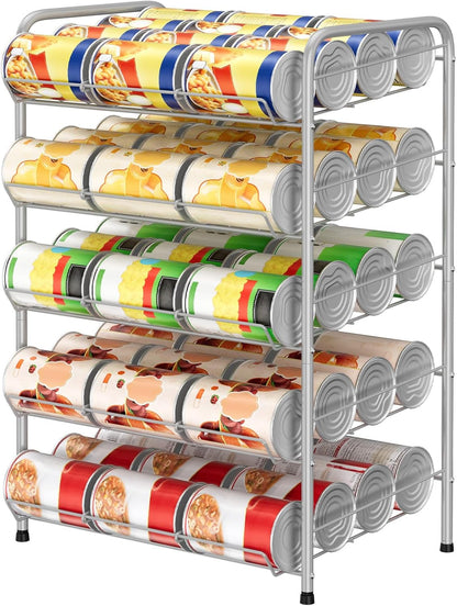 Can Holders Organizer for Pantry 5-Tier Can Storage for Pantry Shelf Hold up to 60 Cans with Rack Dispenser for Countertop Kitchen Shelf, Soda Drinks, Rustic Brown