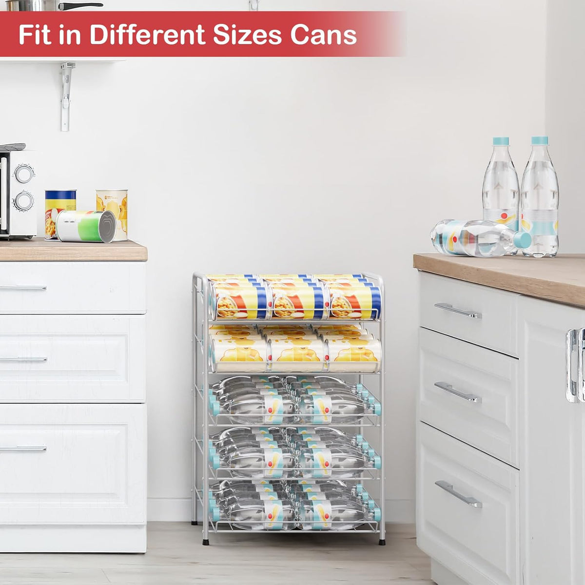 Can Holders Organizer for Pantry 5-Tier Can Storage for Pantry Shelf Hold up to 60 Cans with Rack Dispenser for Countertop Kitchen Shelf, Soda Drinks, Rustic Brown