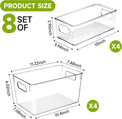 Refrigerator Pantry Organizer Bins, Stackable Fridge Organizer Bins with Lids, Clear Plastic Food Storage Bins for Kitchen, Countertops, Cabinets, Fridge, Drinks, Fruits, Vegetable, Cereals