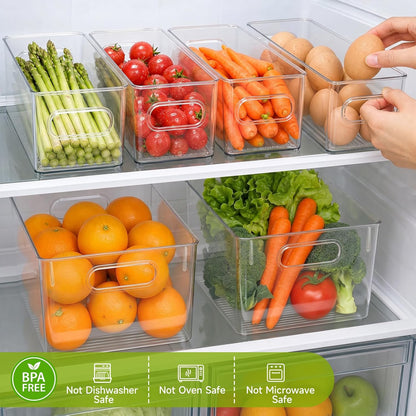 Refrigerator Pantry Organizer Bins, Stackable Fridge Organizer Bins with Lids, Clear Plastic Food Storage Bins for Kitchen, Countertops, Cabinets, Fridge, Drinks, Fruits, Vegetable, Cereals