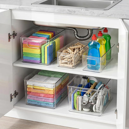 Refrigerator Pantry Organizer Bins, Stackable Fridge Organizer Bins with Lids, Clear Plastic Food Storage Bins for Kitchen, Countertops, Cabinets, Fridge, Drinks, Fruits, Vegetable, Cereals