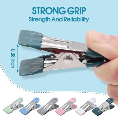 Clothes Pins Heavy Duty, 30 Pack, 2.17 Inch Metal Chip Clips, 6 Colors