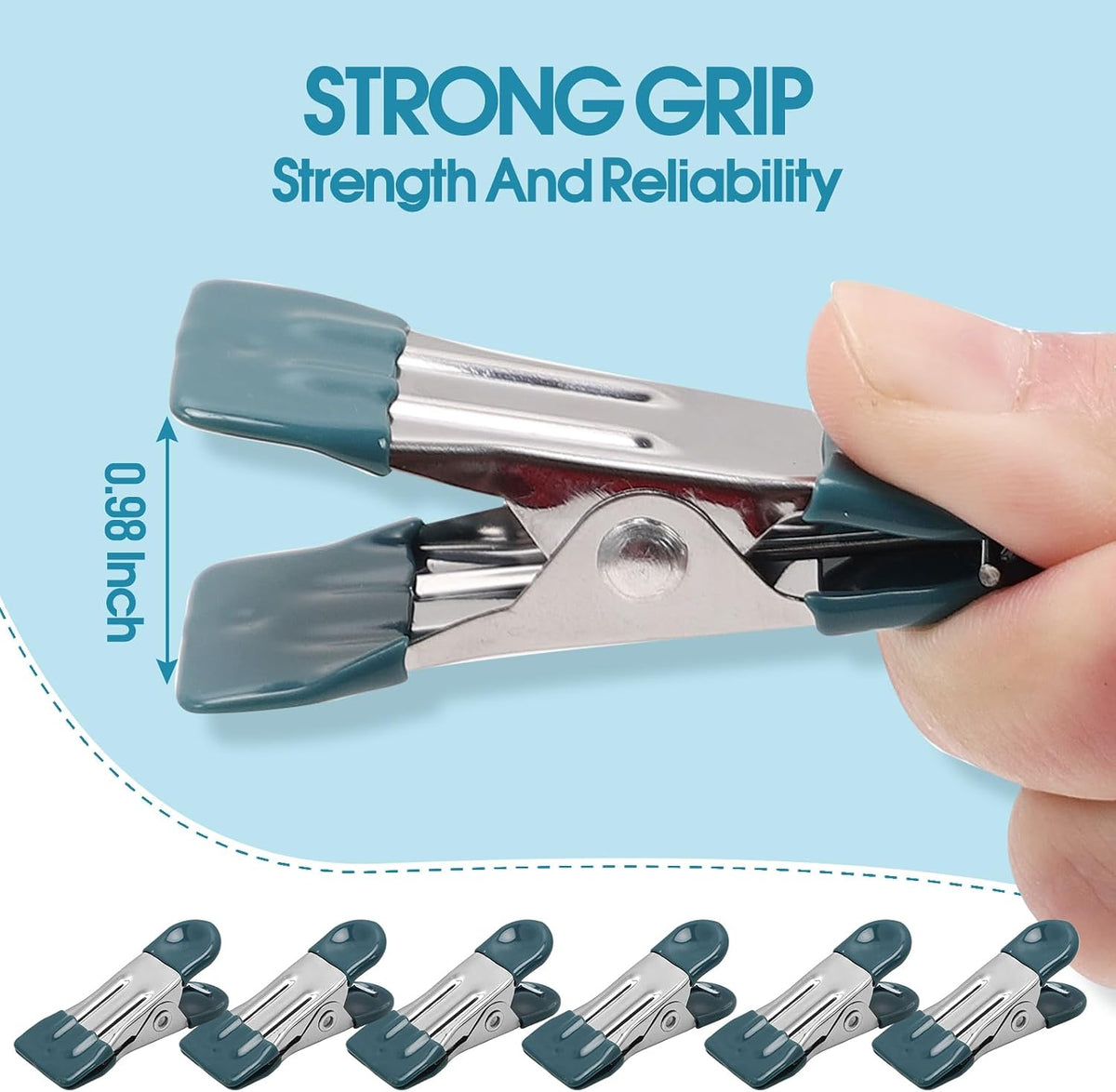 Clothes Pins Heavy Duty, 30 Pack, 2.17 Inch Metal Chip Clips, 6 Colors