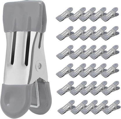 Clothes Pins Heavy Duty, 30 Pack, 2.17 Inch Metal Chip Clips, 6 Colors